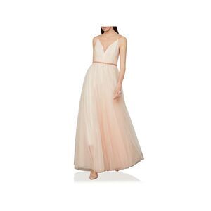 BCBG MAXAZRIA Womens Pink Spaghetti Strap V Neck Full-Length Prom Gown Dress 14